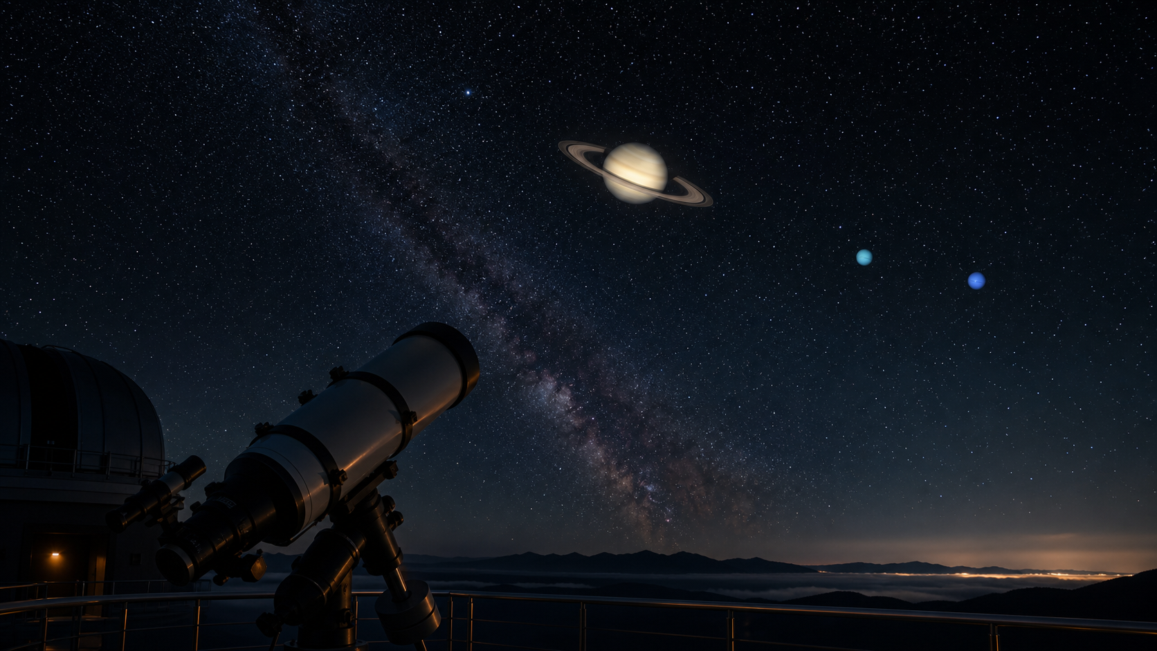 Saturn, Uranus und Neptun